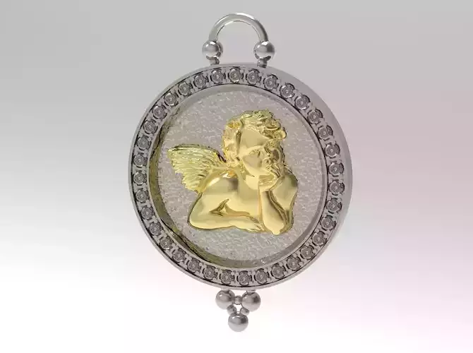 Pendant 3D print model cupid in silver and gold