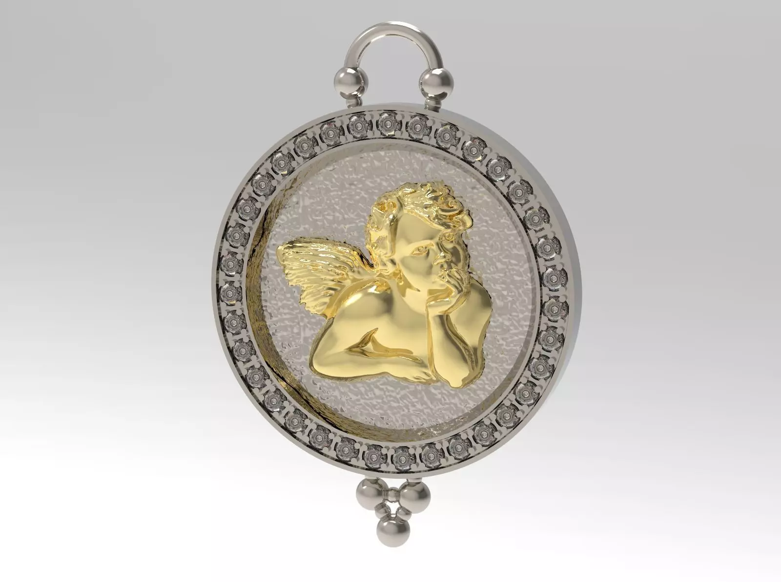 Pendant 3D print model cupid in silver and gold 3D print model_0
