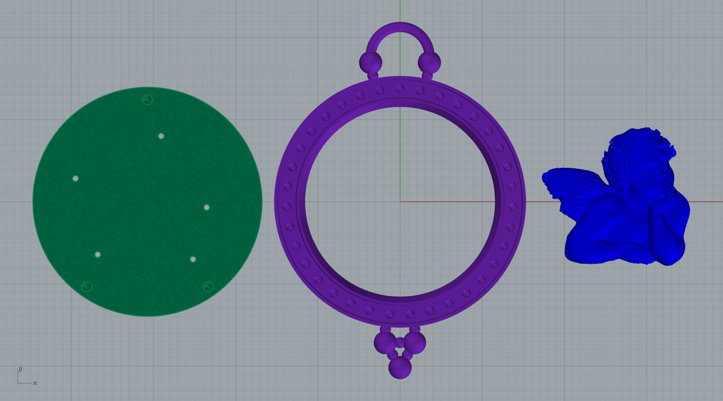 Pendant 3D print model cupid in silver and gold 3D print model_9