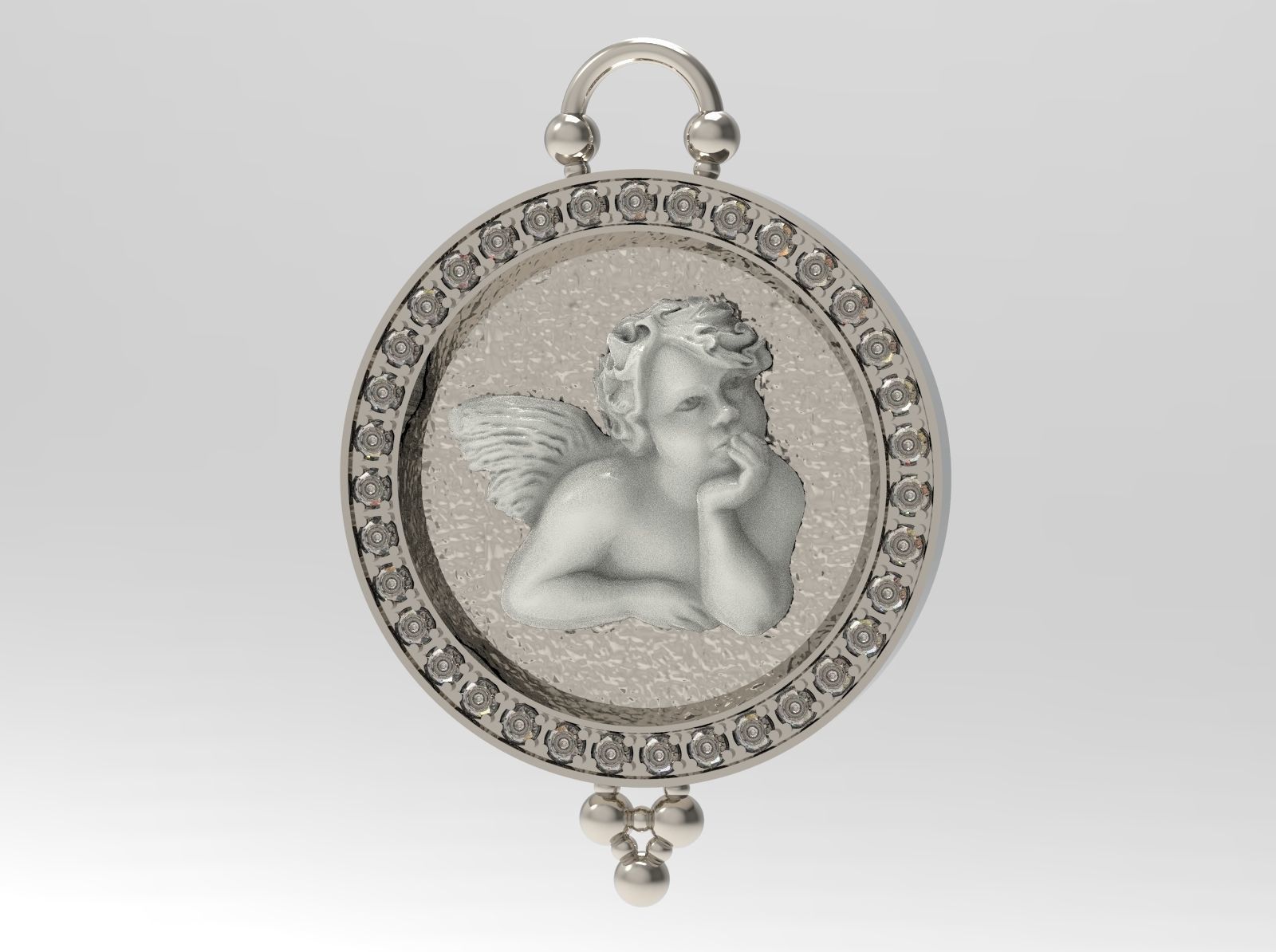 Pendant 3D print model cupid in silver and gold 3D print model_3