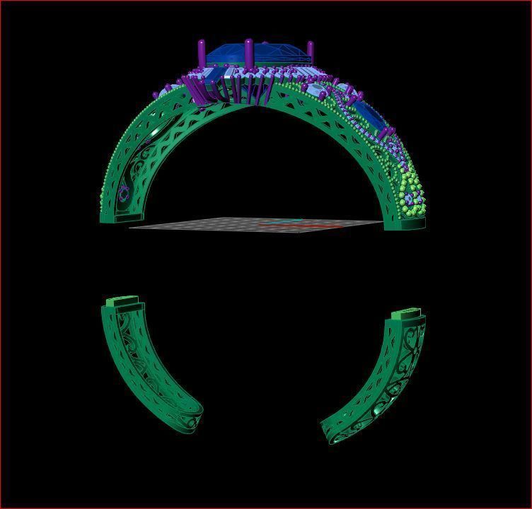 Bracelet emerald and diamond cuff 3D print model_4