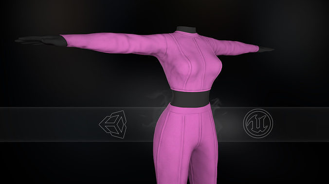 Pink Women Outfit Low-poly 3D model