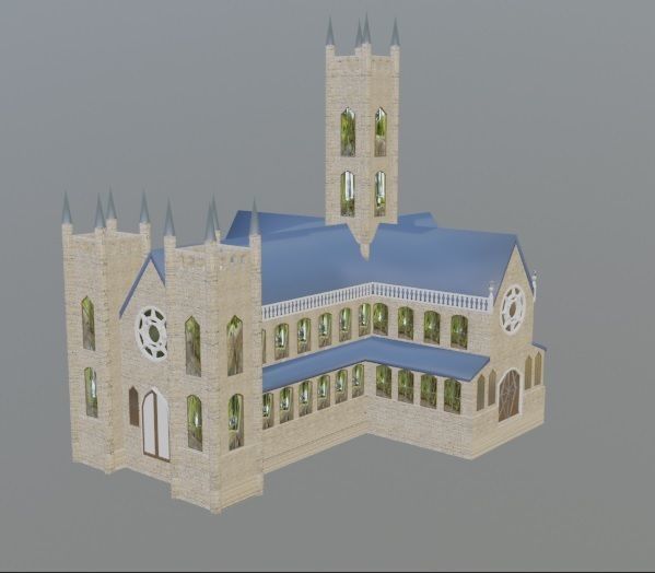 Gothic Cathedral Low-poly 3D model_6