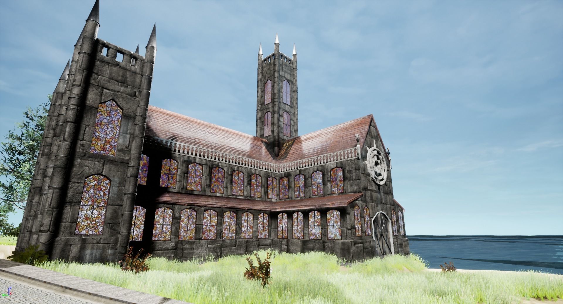 Gothic Cathedral Low-poly 3D model_1
