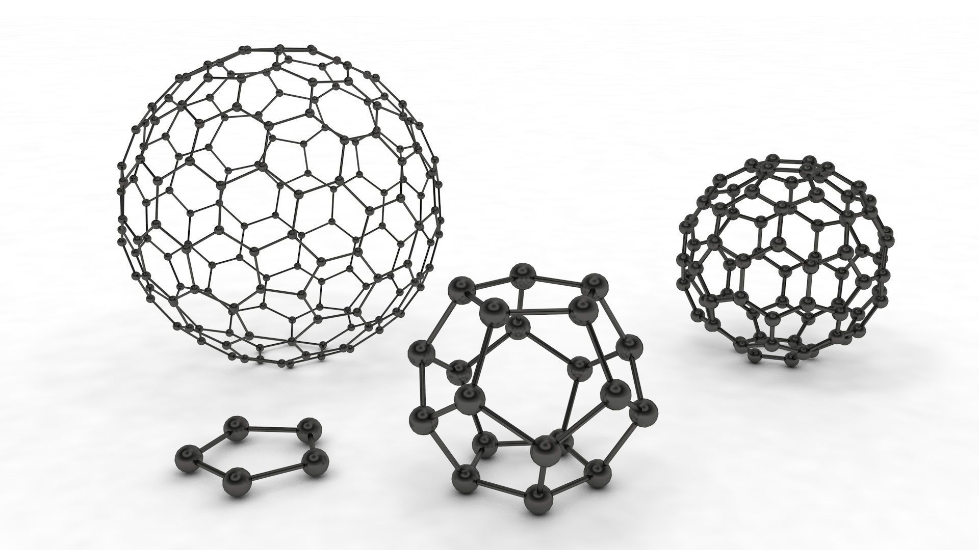 The set of models of graphene molecules 3D model_3