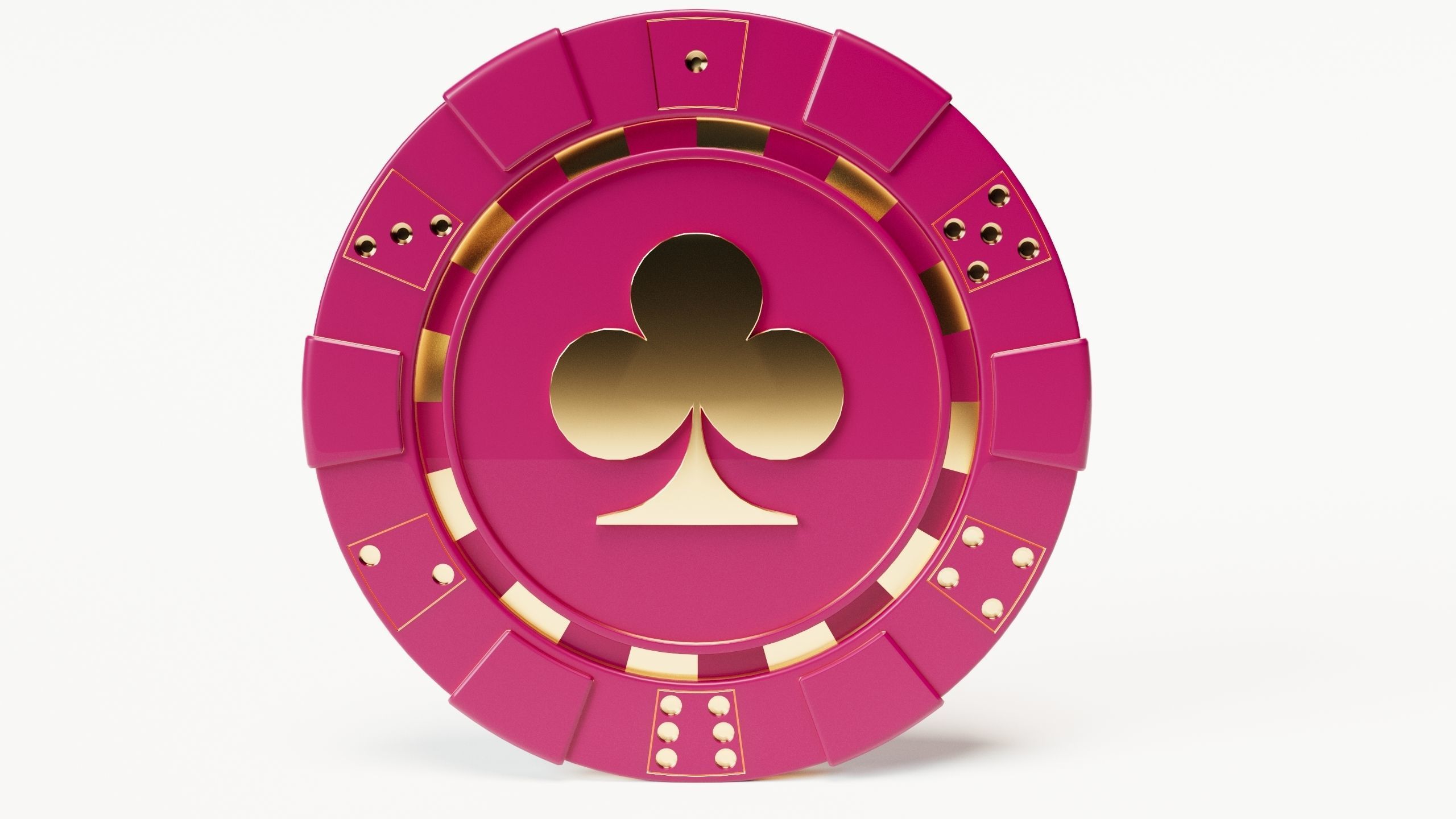 Elite Las Vegas Casino Good Luck Poker Chip Lucky Coin clubs Low-poly 3D model_2