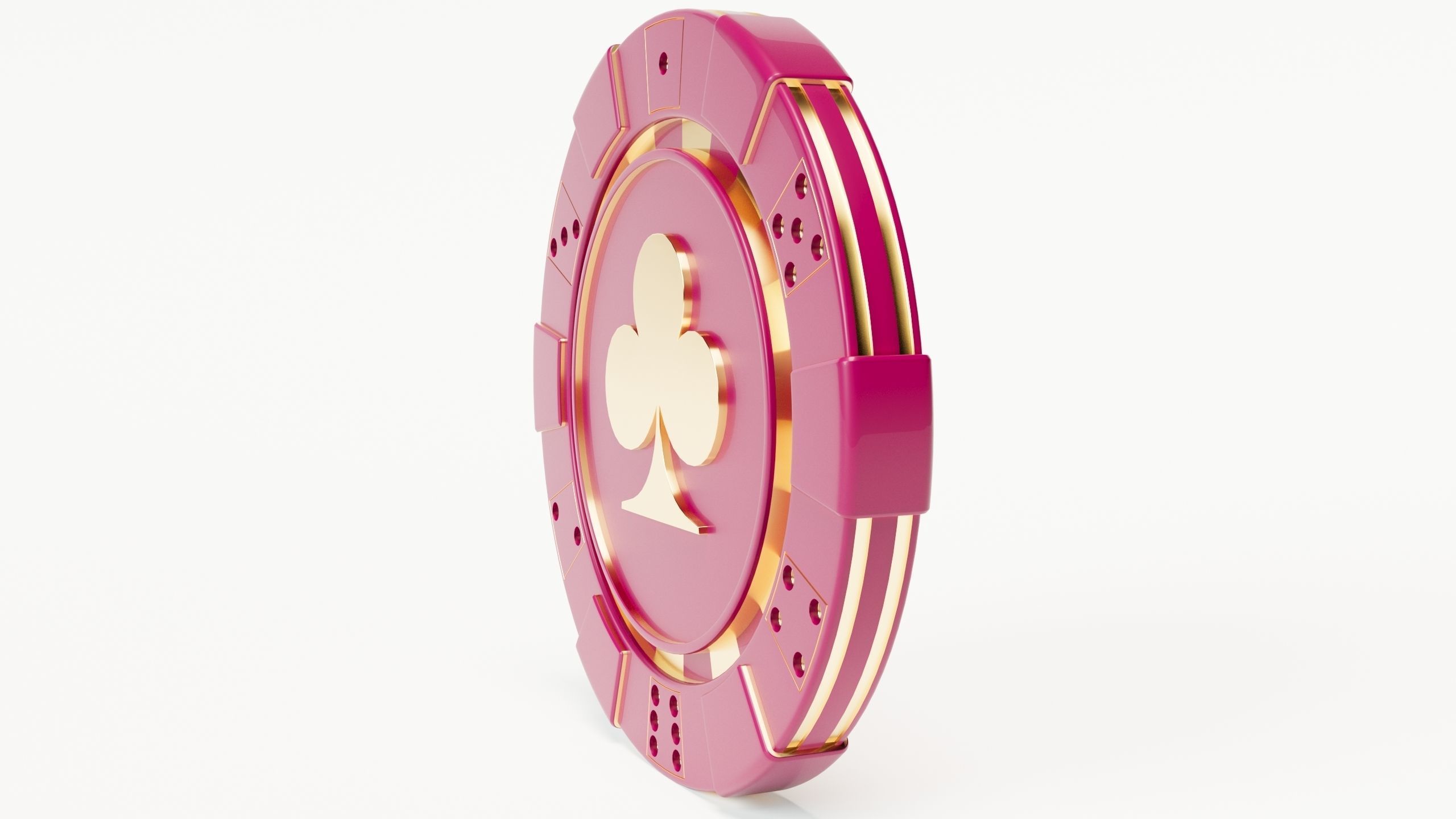 Elite Las Vegas Casino Good Luck Poker Chip Lucky Coin clubs Low-poly 3D model_1