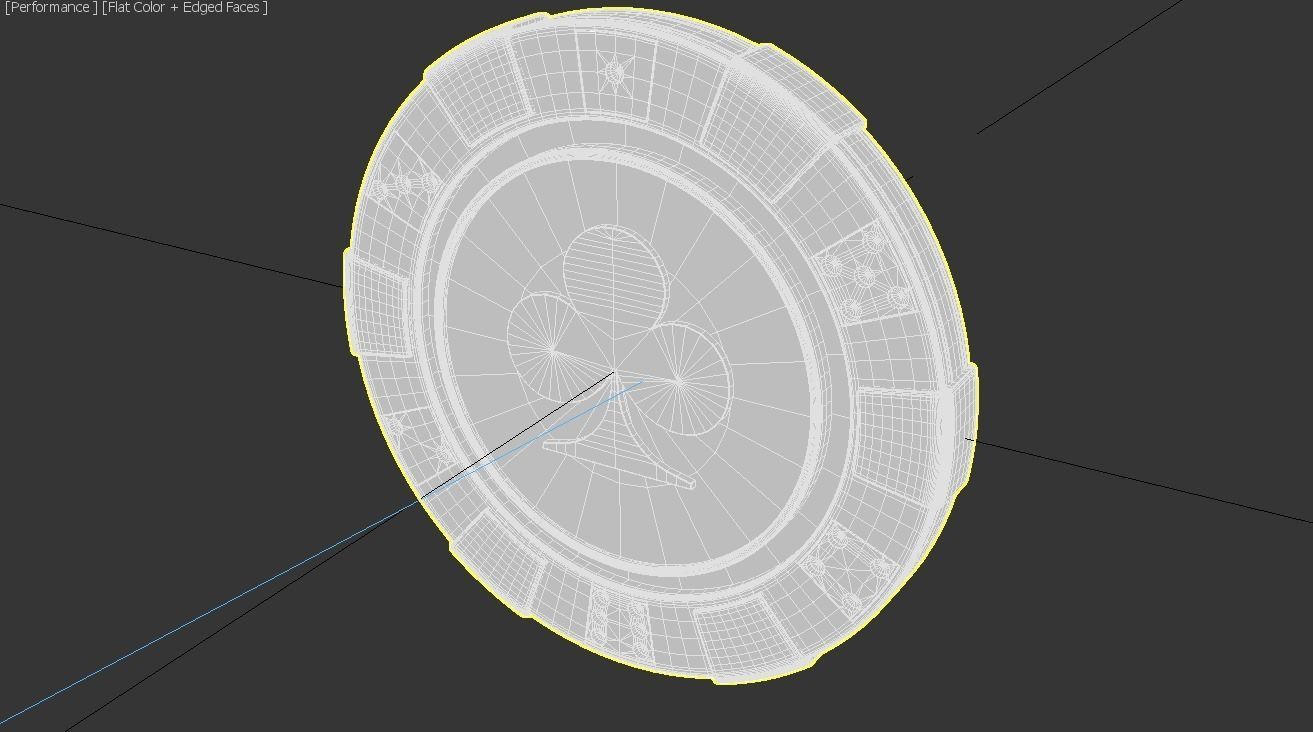 Elite Las Vegas Casino Good Luck Poker Chip Lucky Coin clubs Low-poly 3D model_4