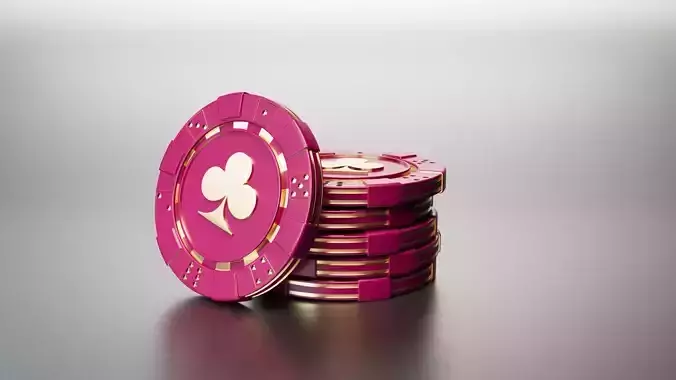 Elite Las Vegas Casino Good Luck Poker Chip Lucky Coin clubs Low-poly 3D model