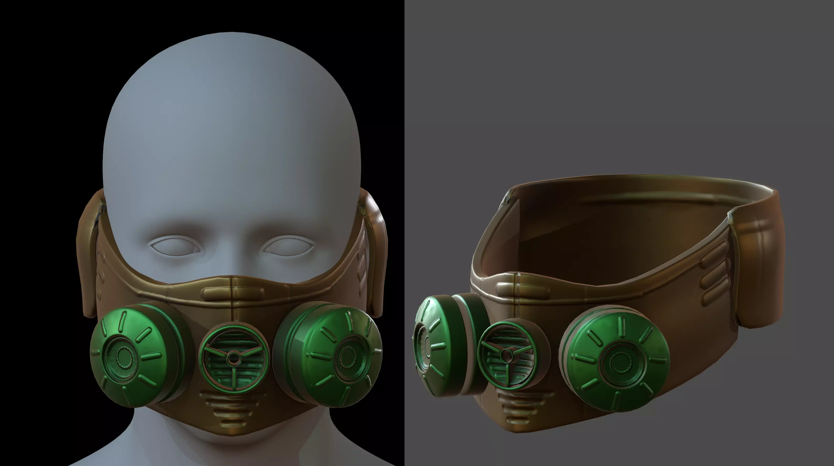 Gas mask helmet 3d model scifi Low-poly Low-poly 3D model