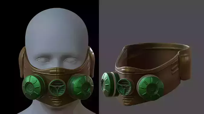Gas mask helmet 3d model scifi Low-poly 