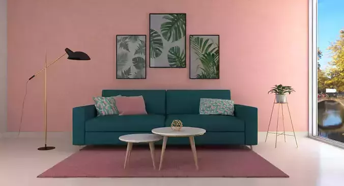 TROPICAL PINK LIVING ROOM