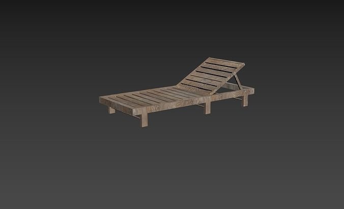 DeckChair wooden chaise lounge Free 3D model