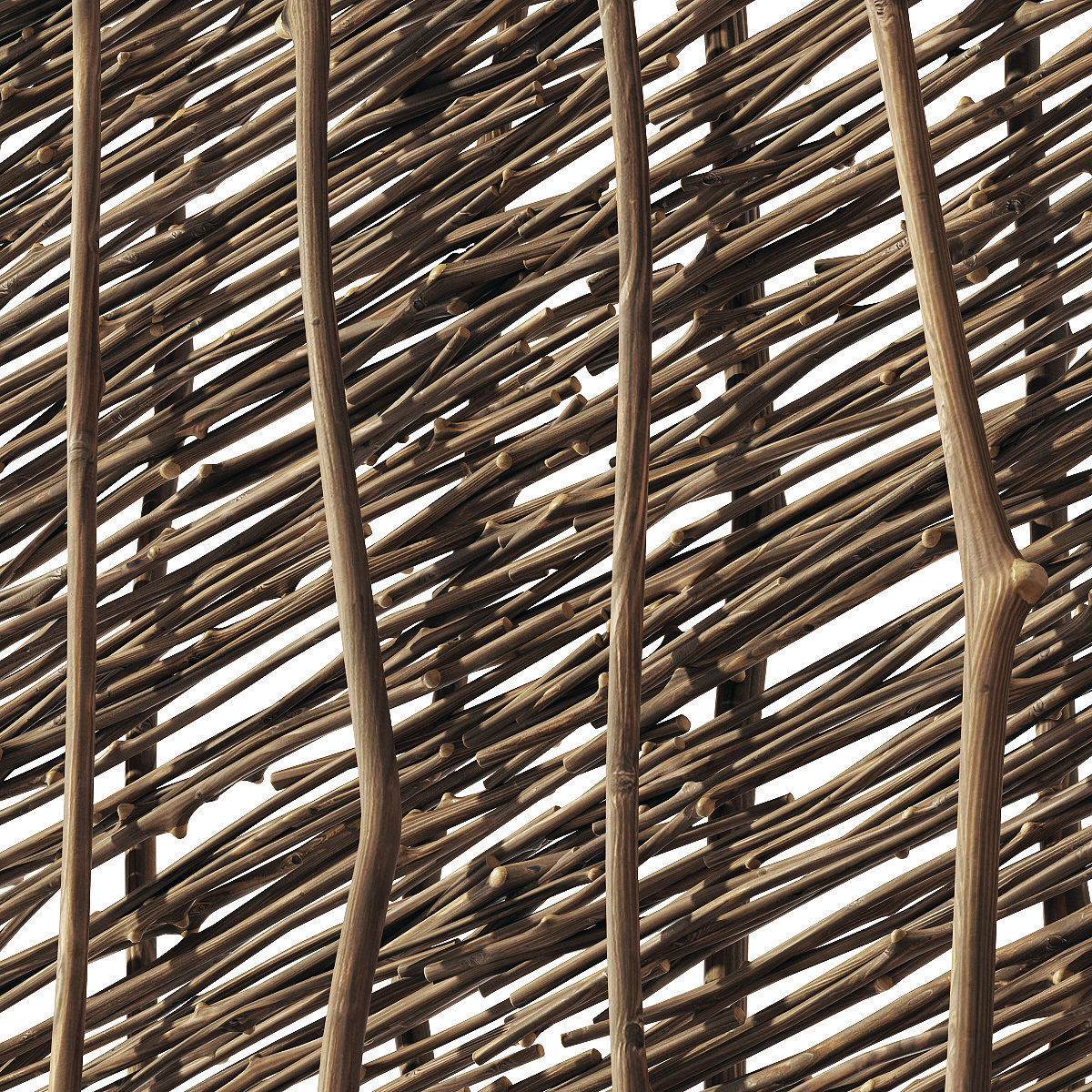 Ceiling wicker branch crooked 3D model_3