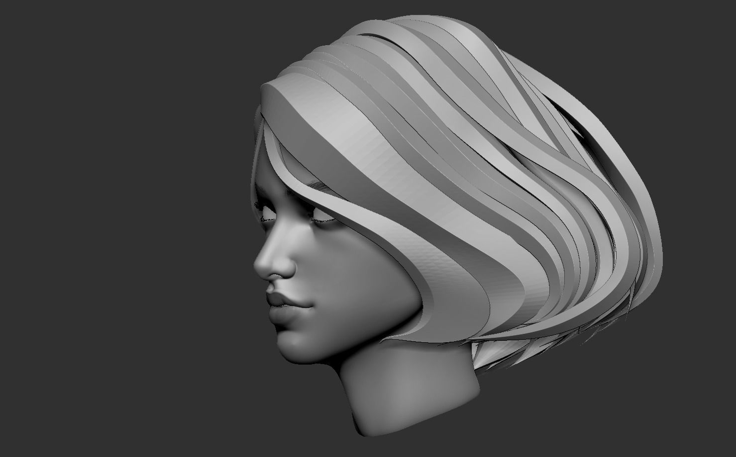 Female head base mesh 3D model_9