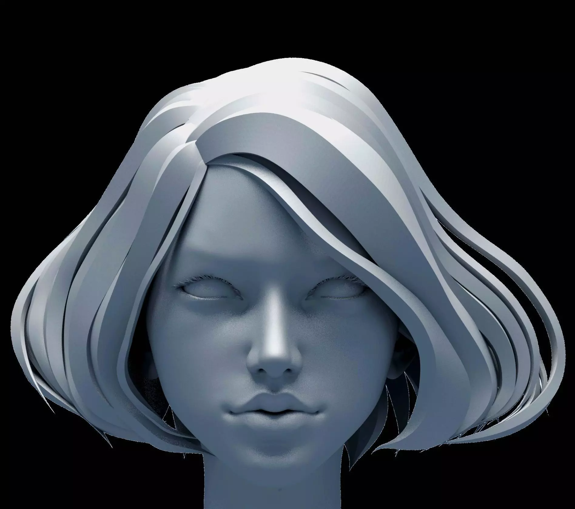 Female head base mesh 3D model_0