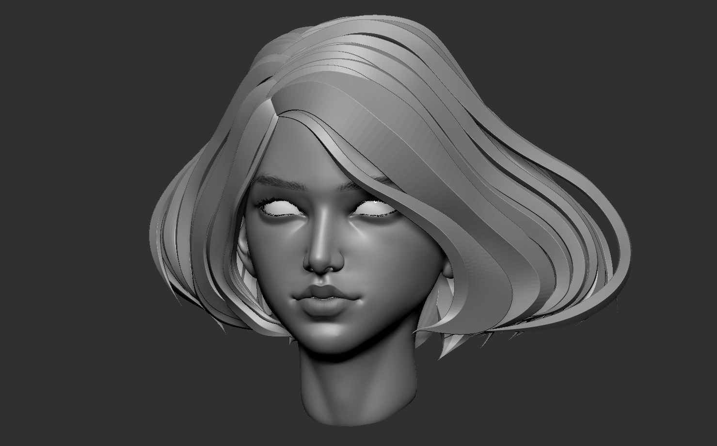 Female head base mesh 3D model_7