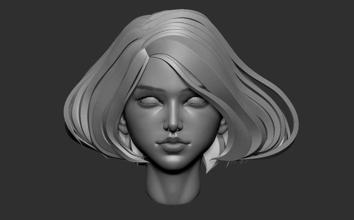 Female head base mesh 3D model_1
