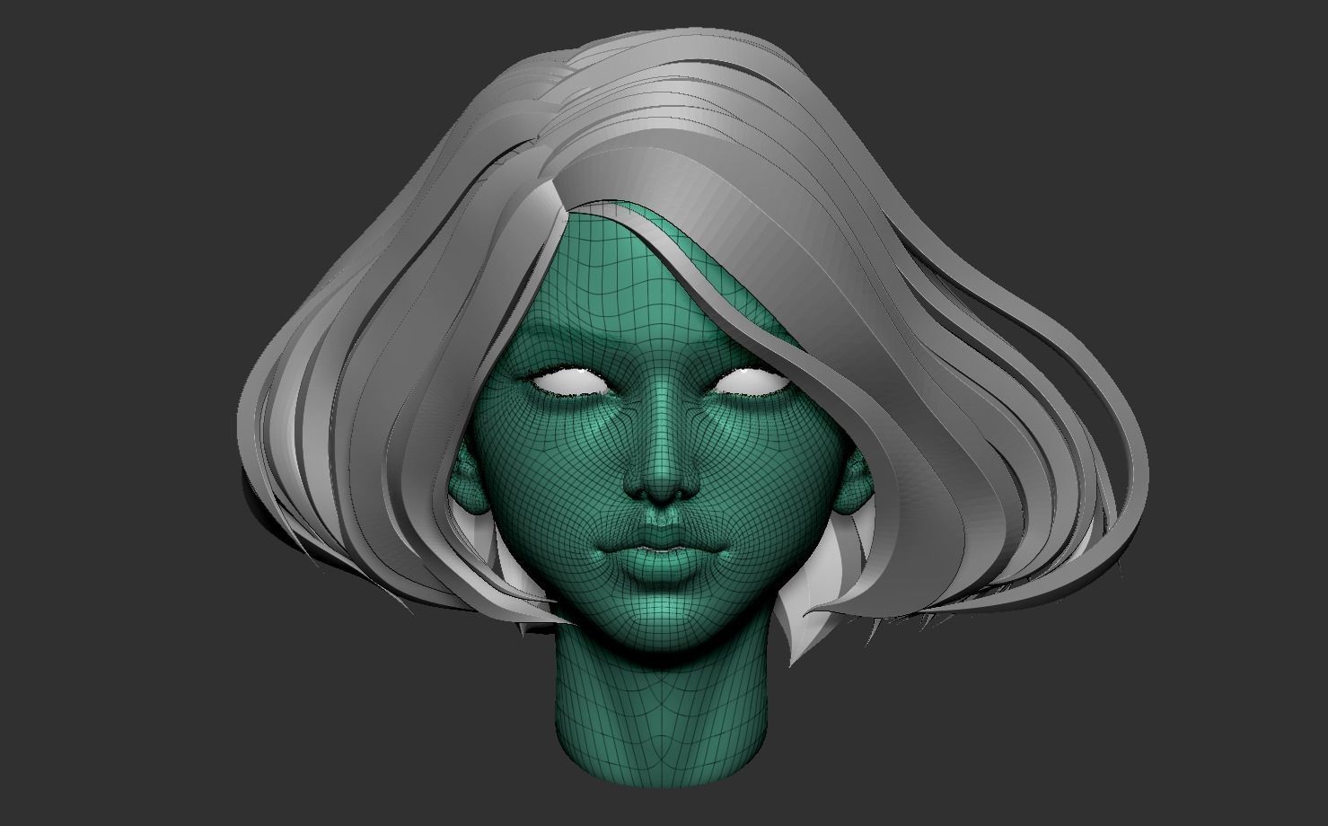 Female head base mesh 3D model_2