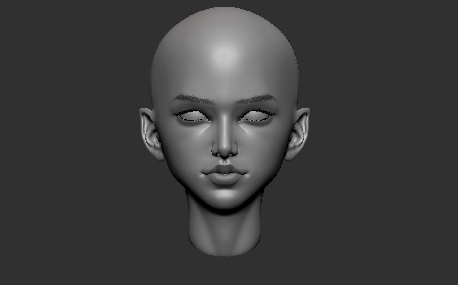 Female head base mesh 3D model_6