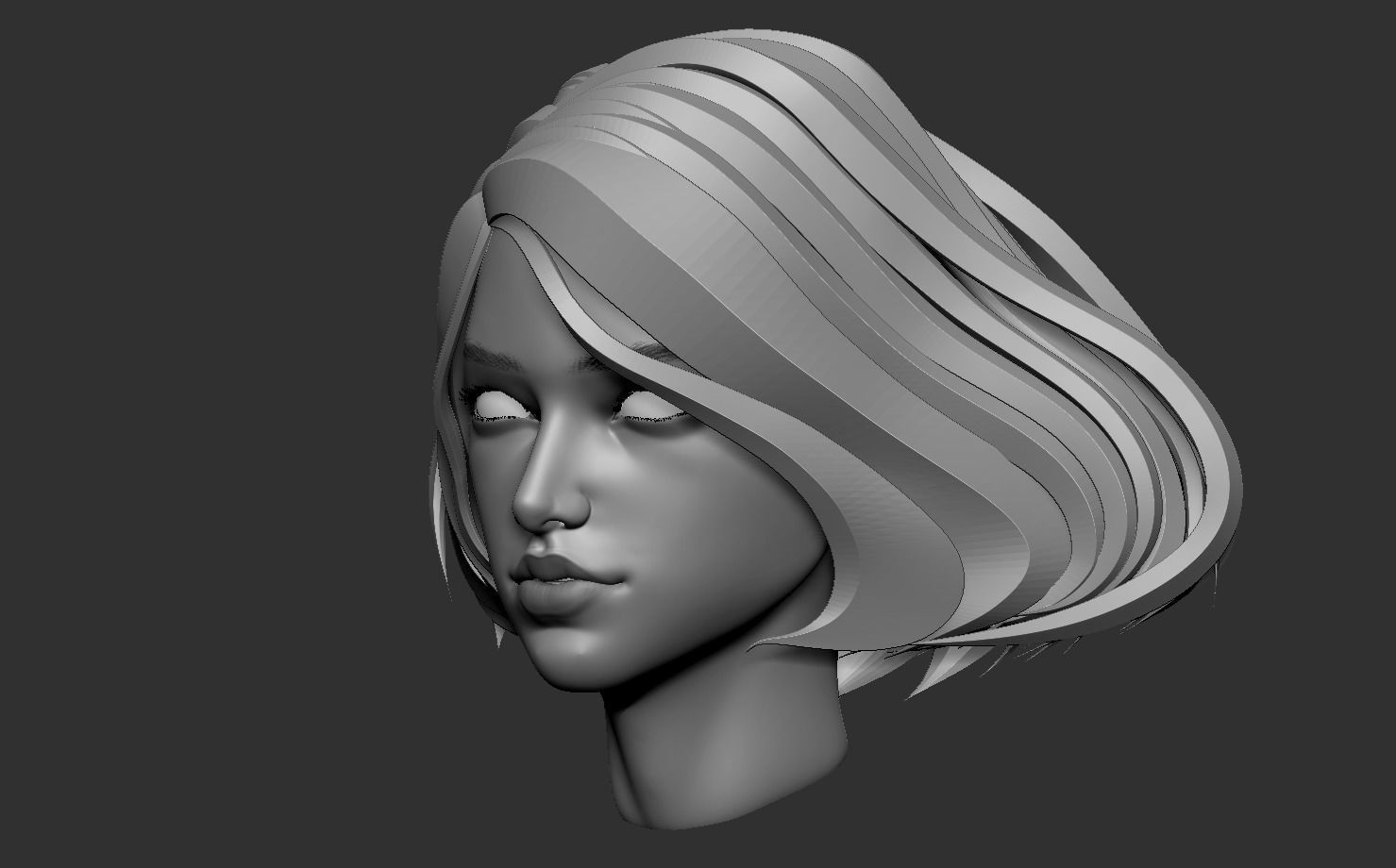 Female head base mesh 3D model_8