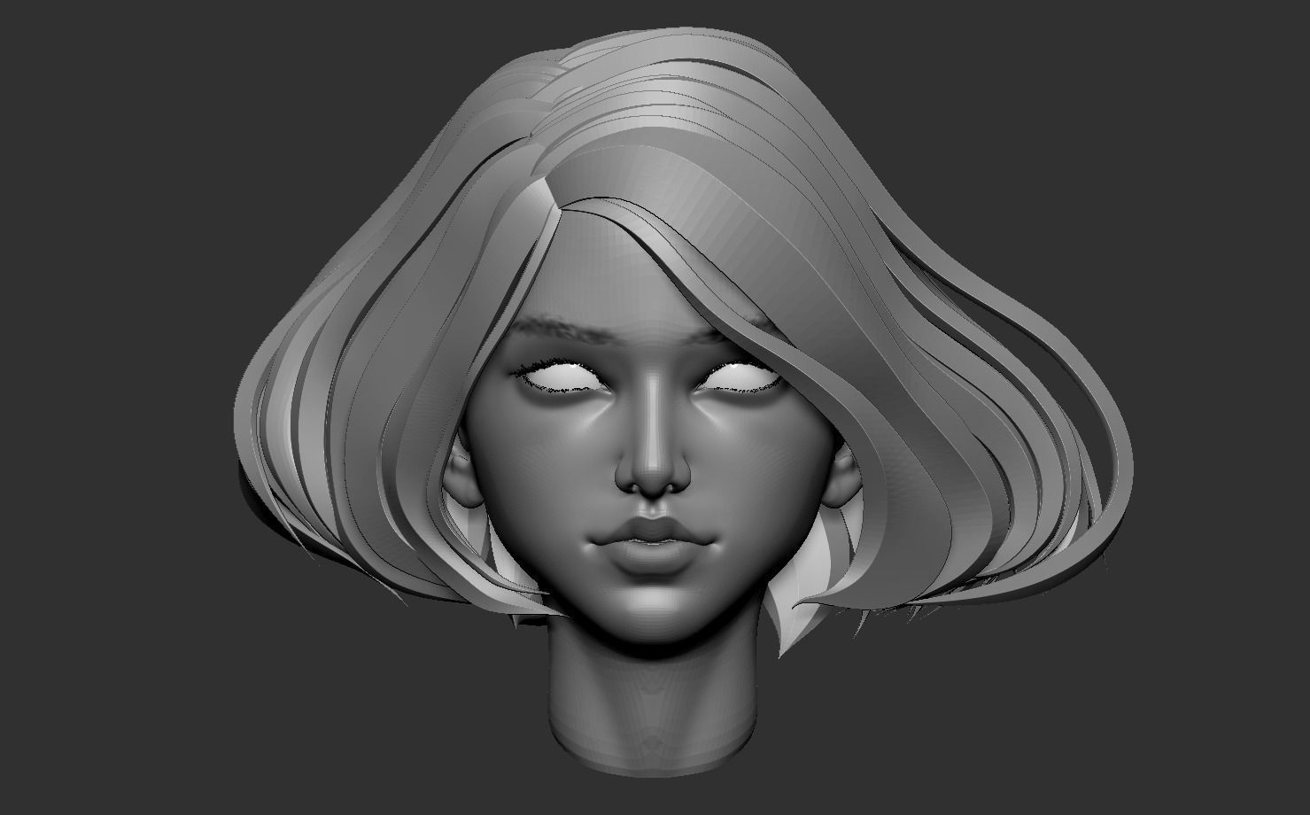 Female head base mesh 3D model_4