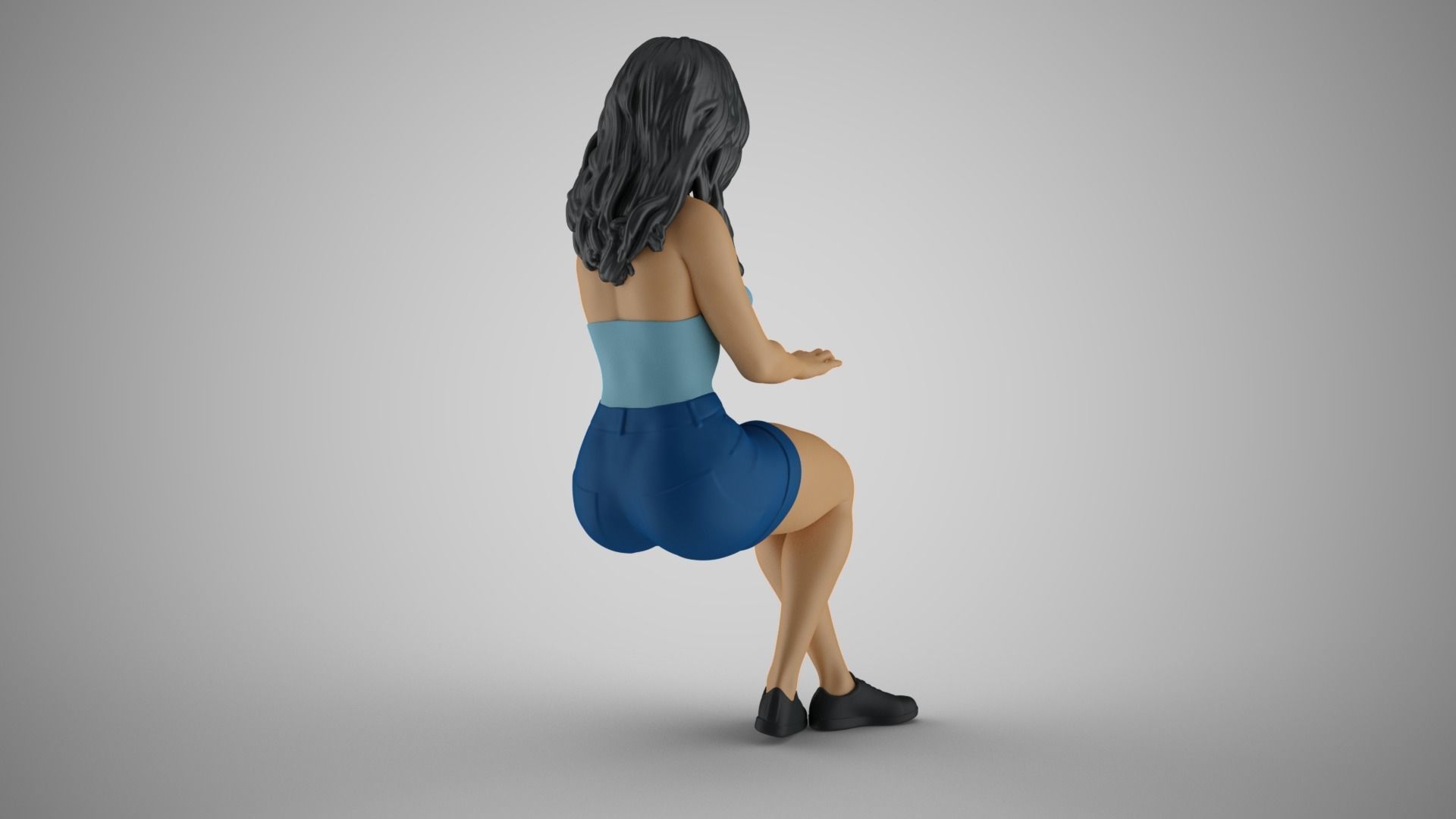 Woman Working on Computer 3D print model_7