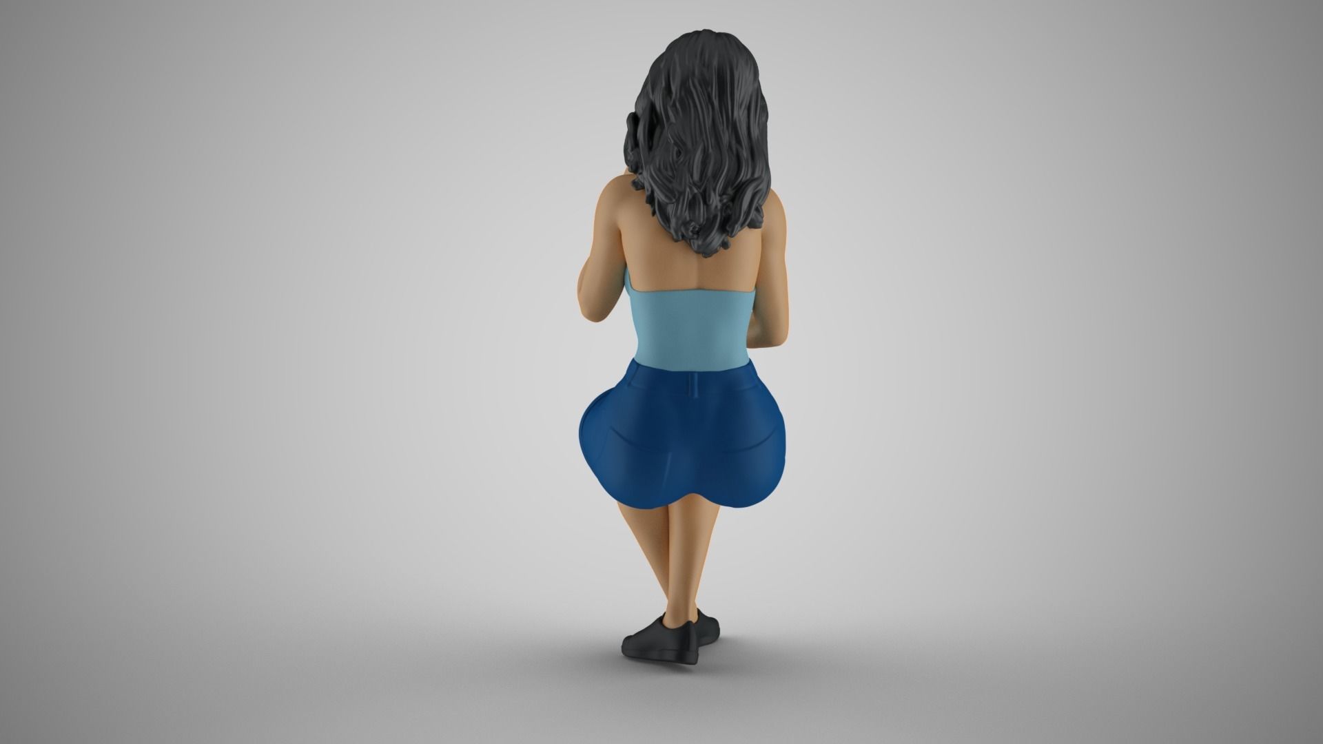 Woman Working on Computer 3D print model_8