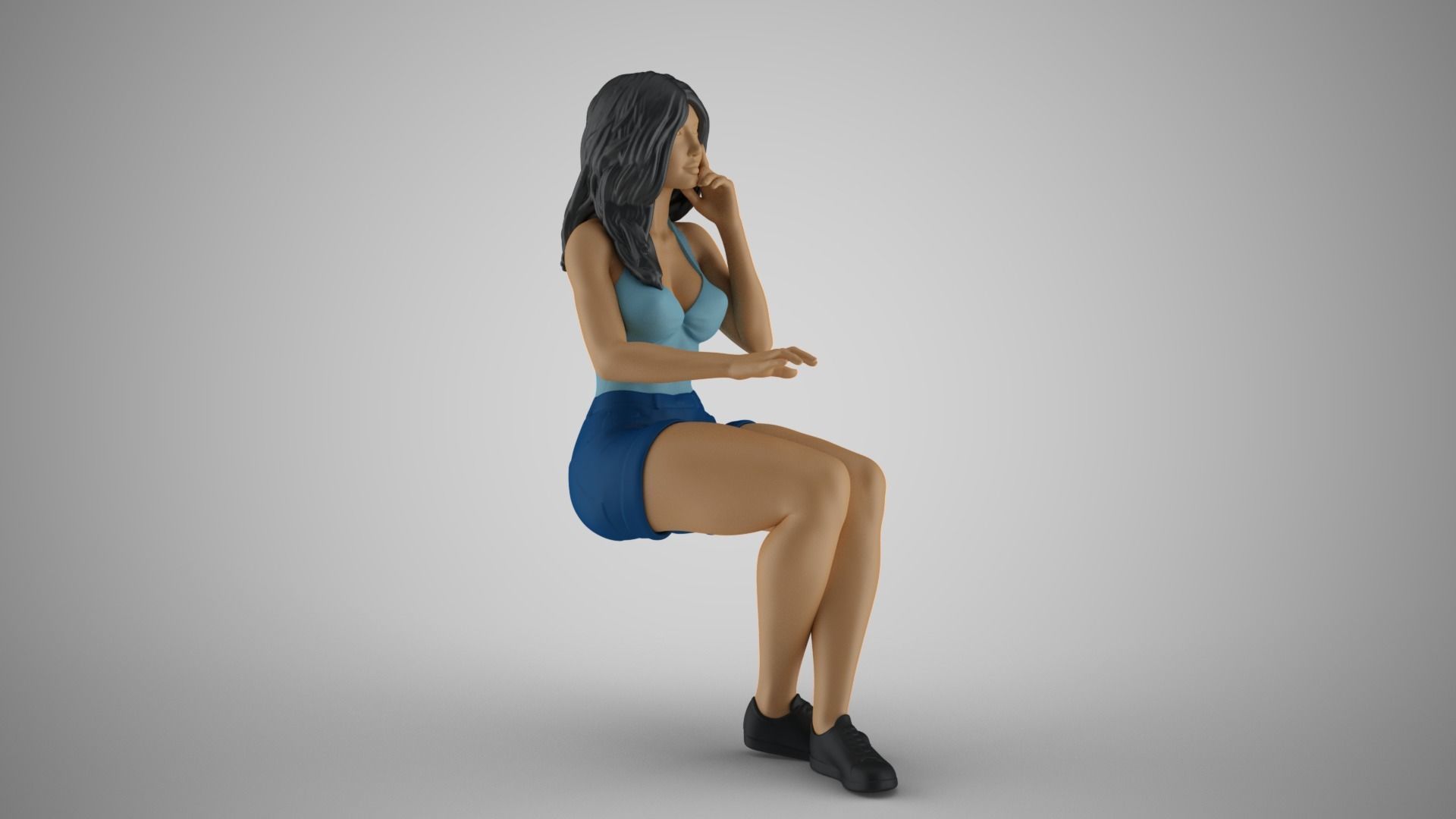 Woman Working on Computer 3D print model_5