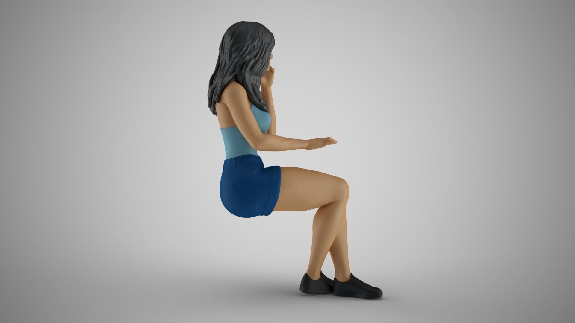 Woman Working on Computer 3D print model_6