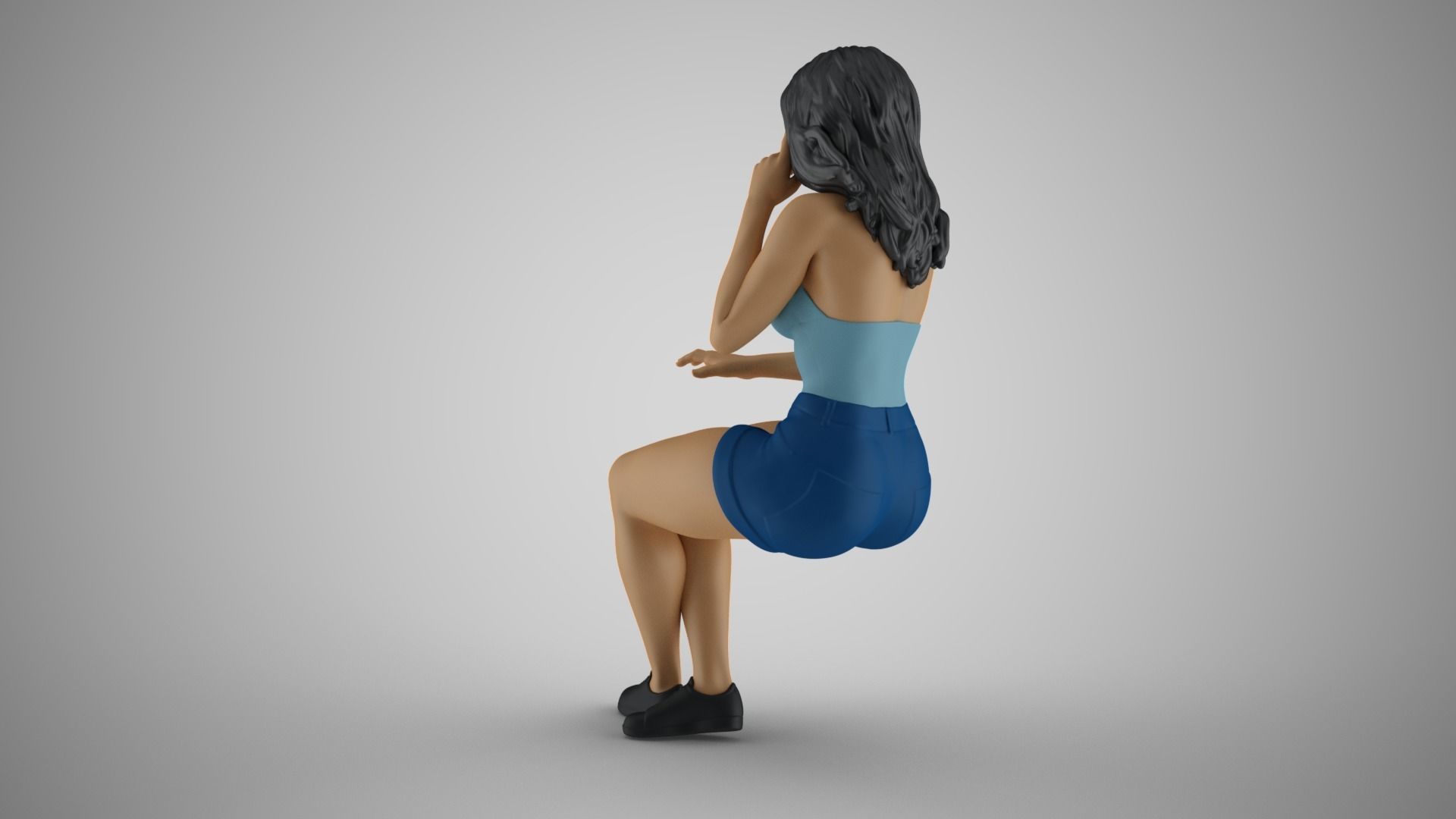 Woman Working on Computer 3D print model_9