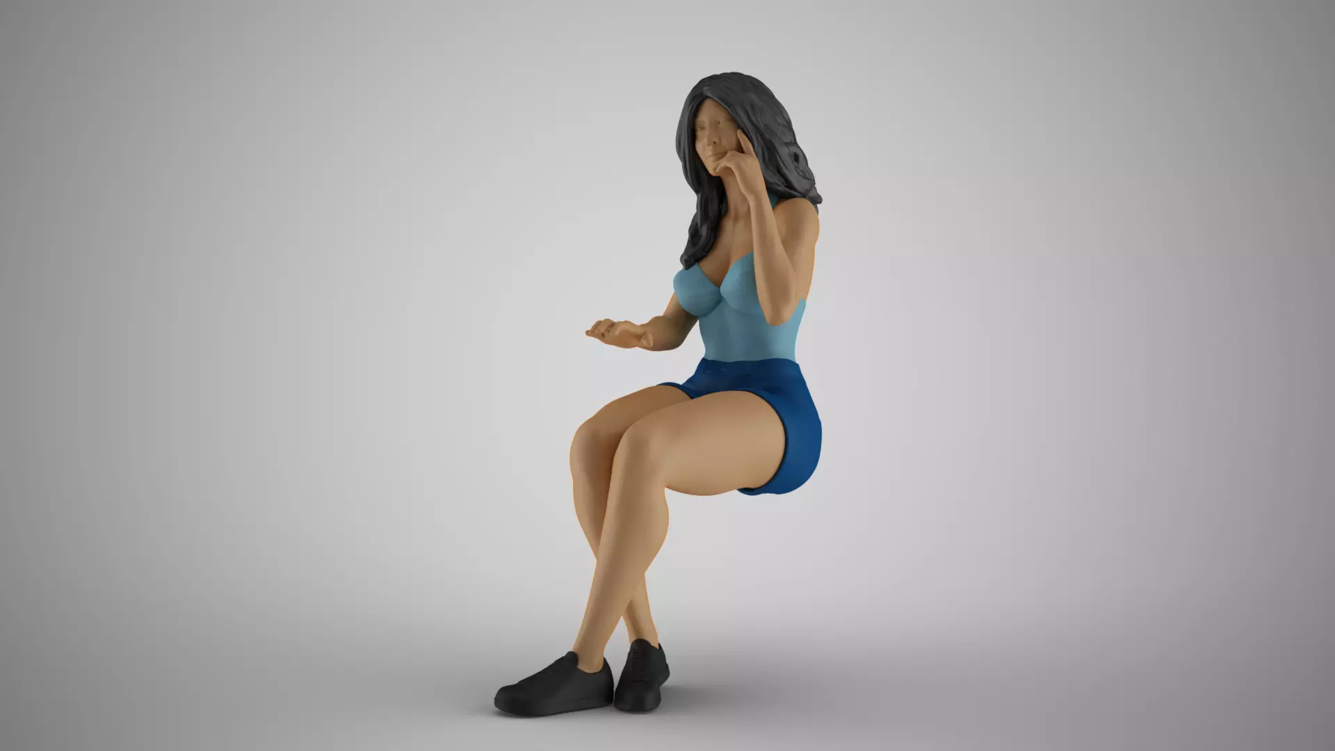 Woman Working on Computer 3D print model_0