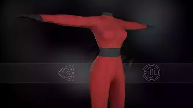Red Women Outfit Low-poly 3D model