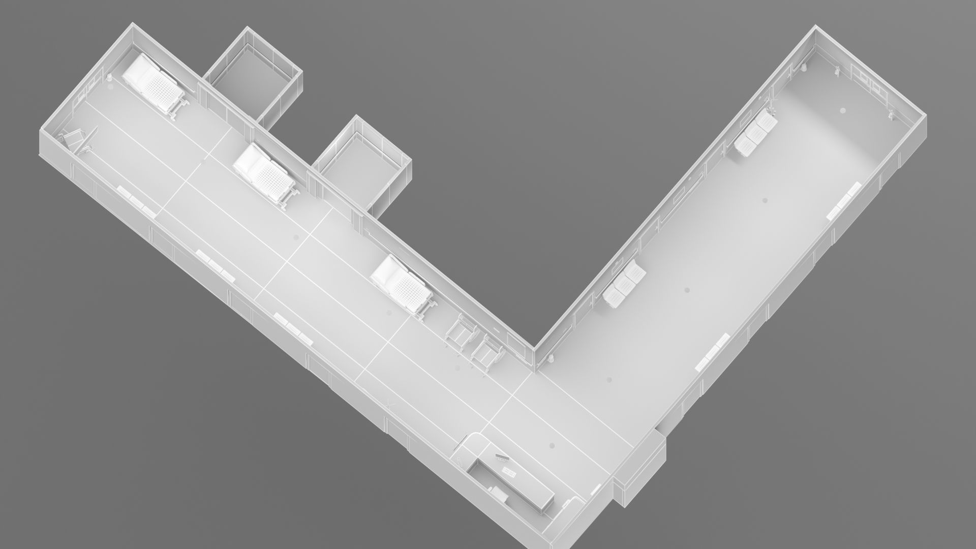 Hospital Ward And Hallway 3D 3D model_13