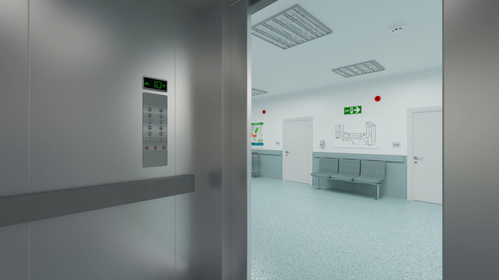 Hospital Ward And Hallway 3D 3D model_7