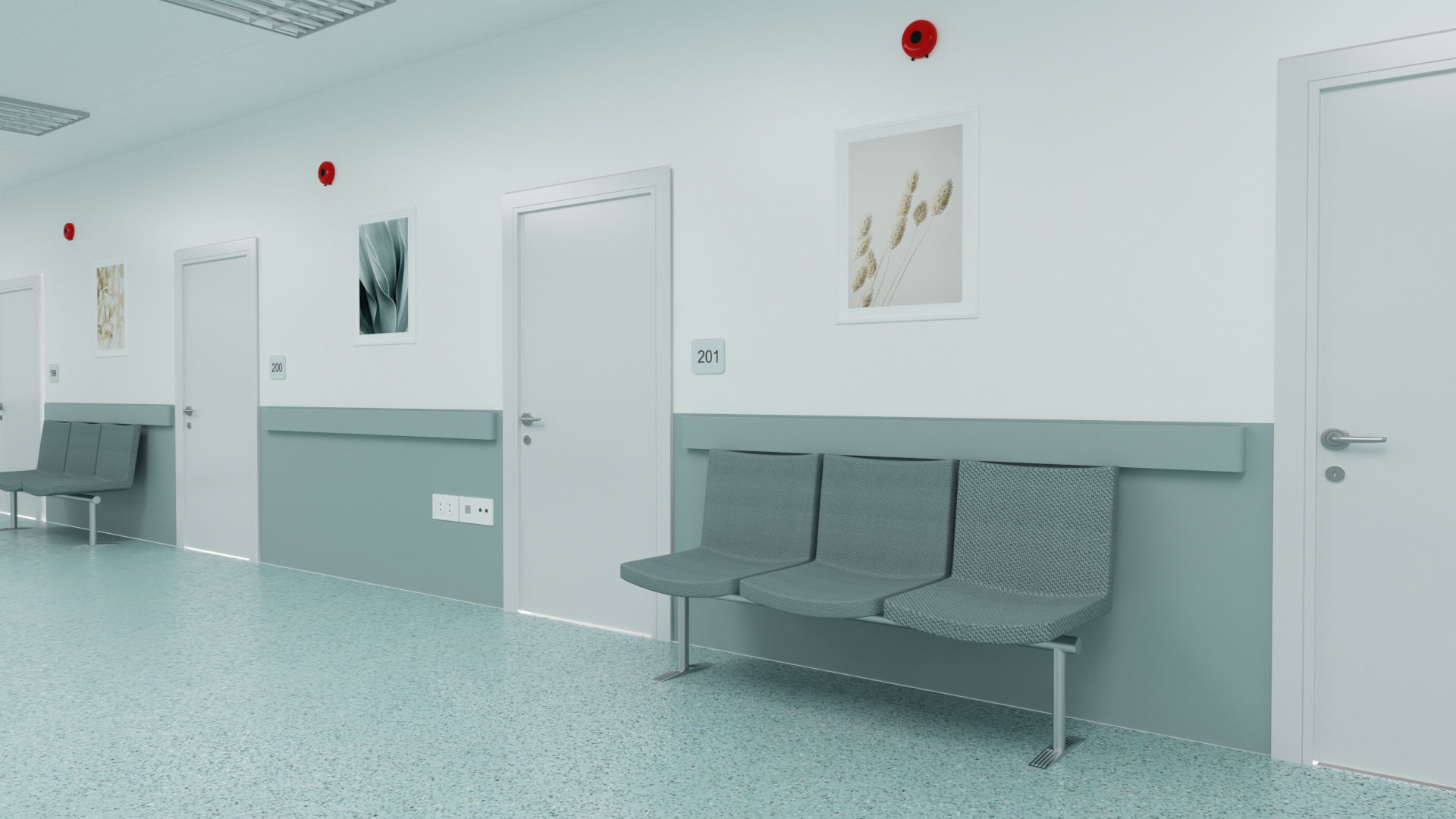 Hospital Ward And Hallway 3D 3D model_9