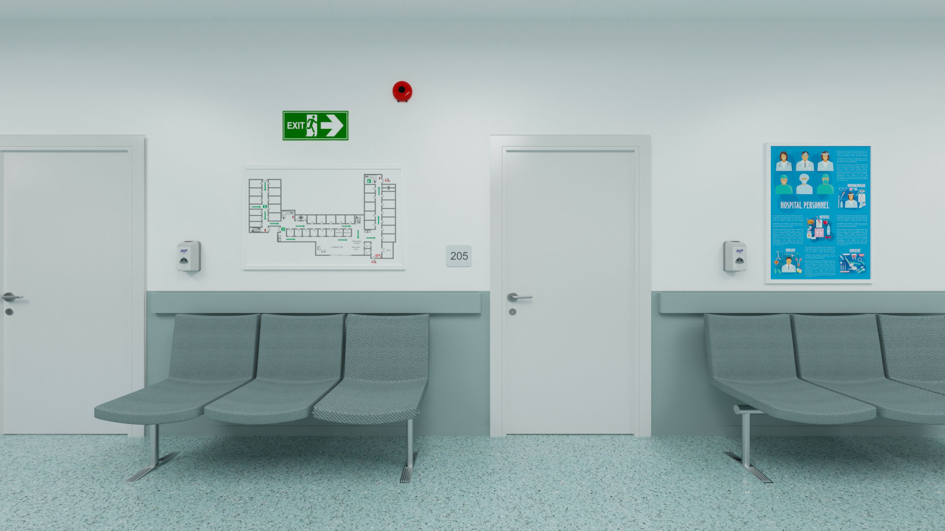 Hospital Ward And Hallway 3D 3D model_5