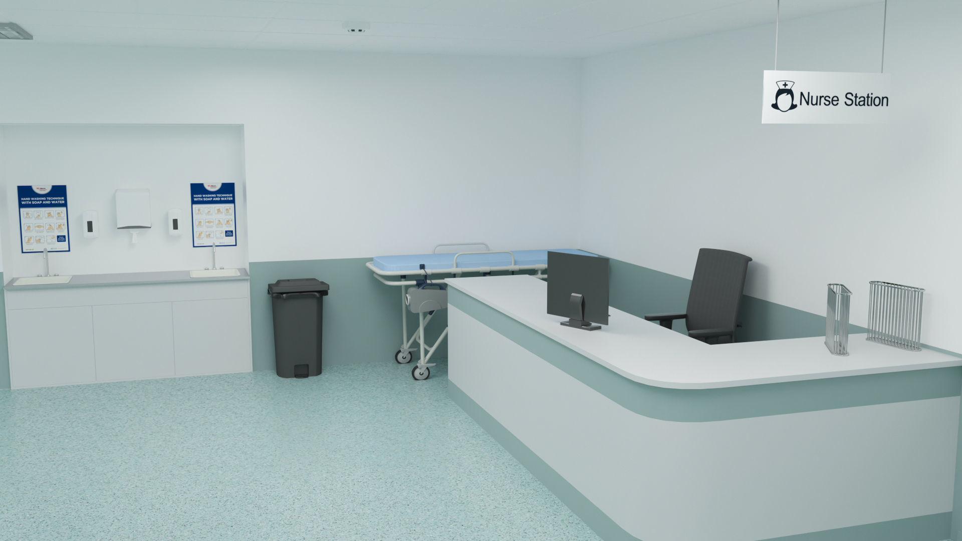 Hospital Ward And Hallway 3D 3D model_8