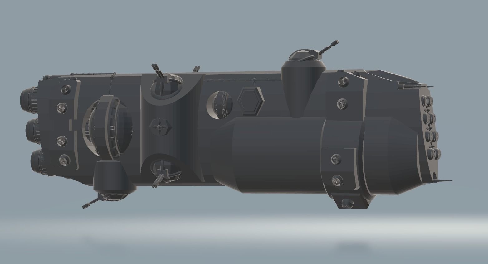   combat spaceship 3D print model_5