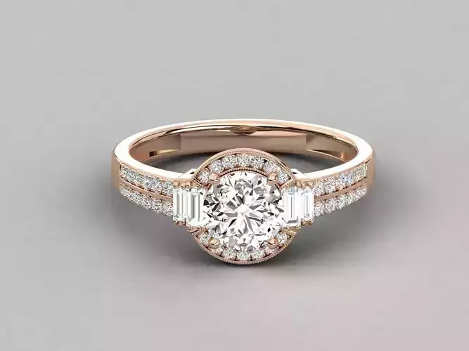 Women solitaire ring 3dm stl render detail  3D print model