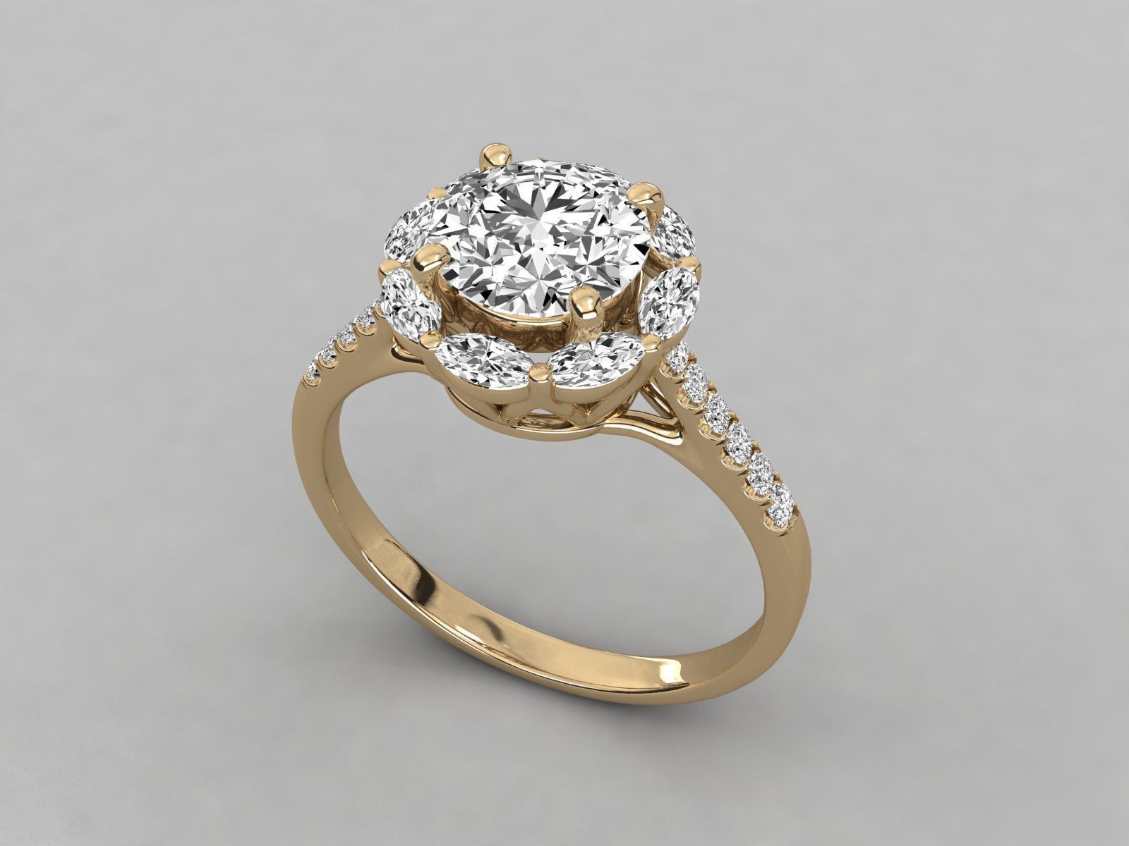 Women solitaire ring 3dm stl render detail  3D print model_9