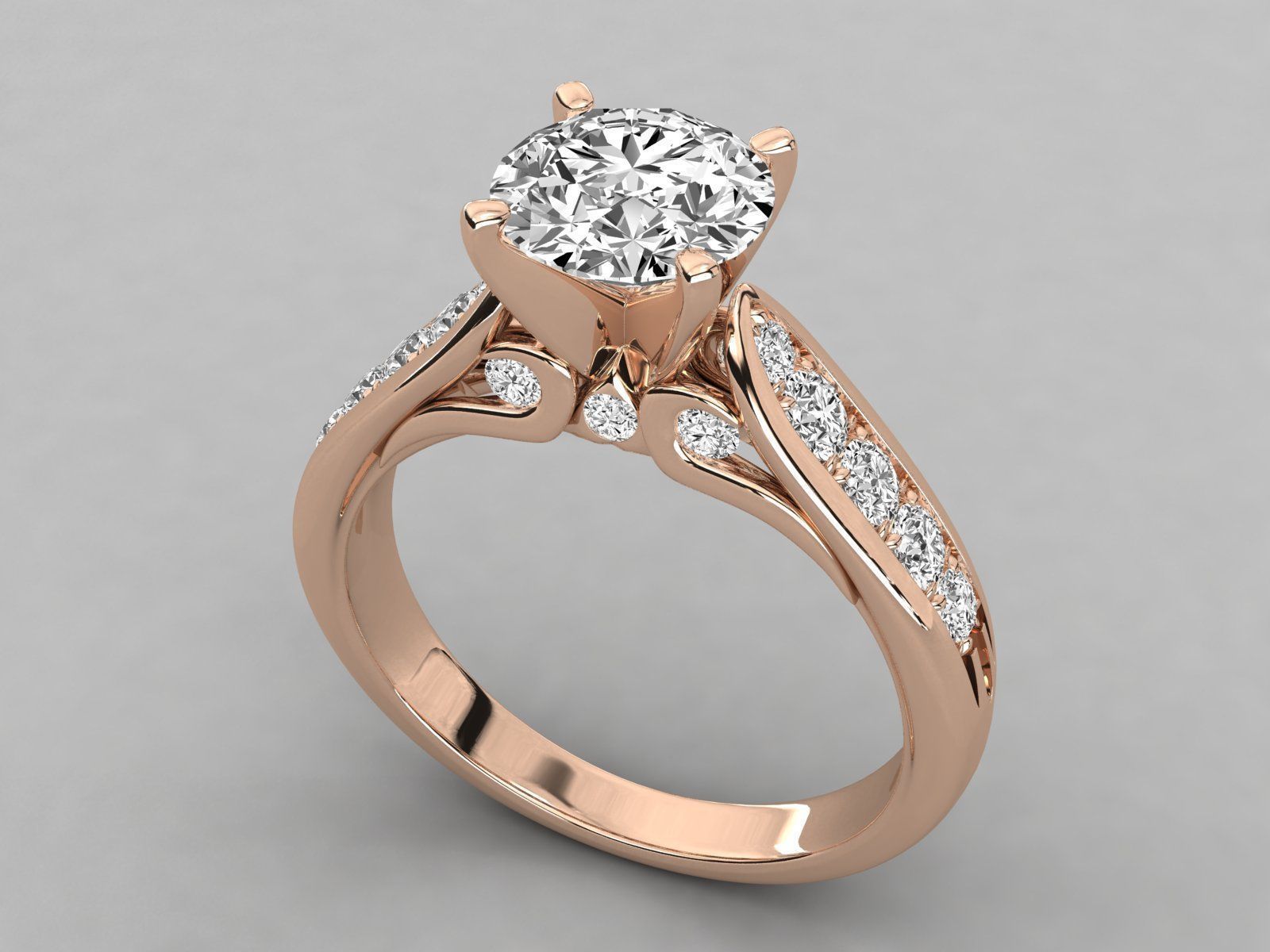 Women solitaire ring 3dm stl render detail 3D print model_2