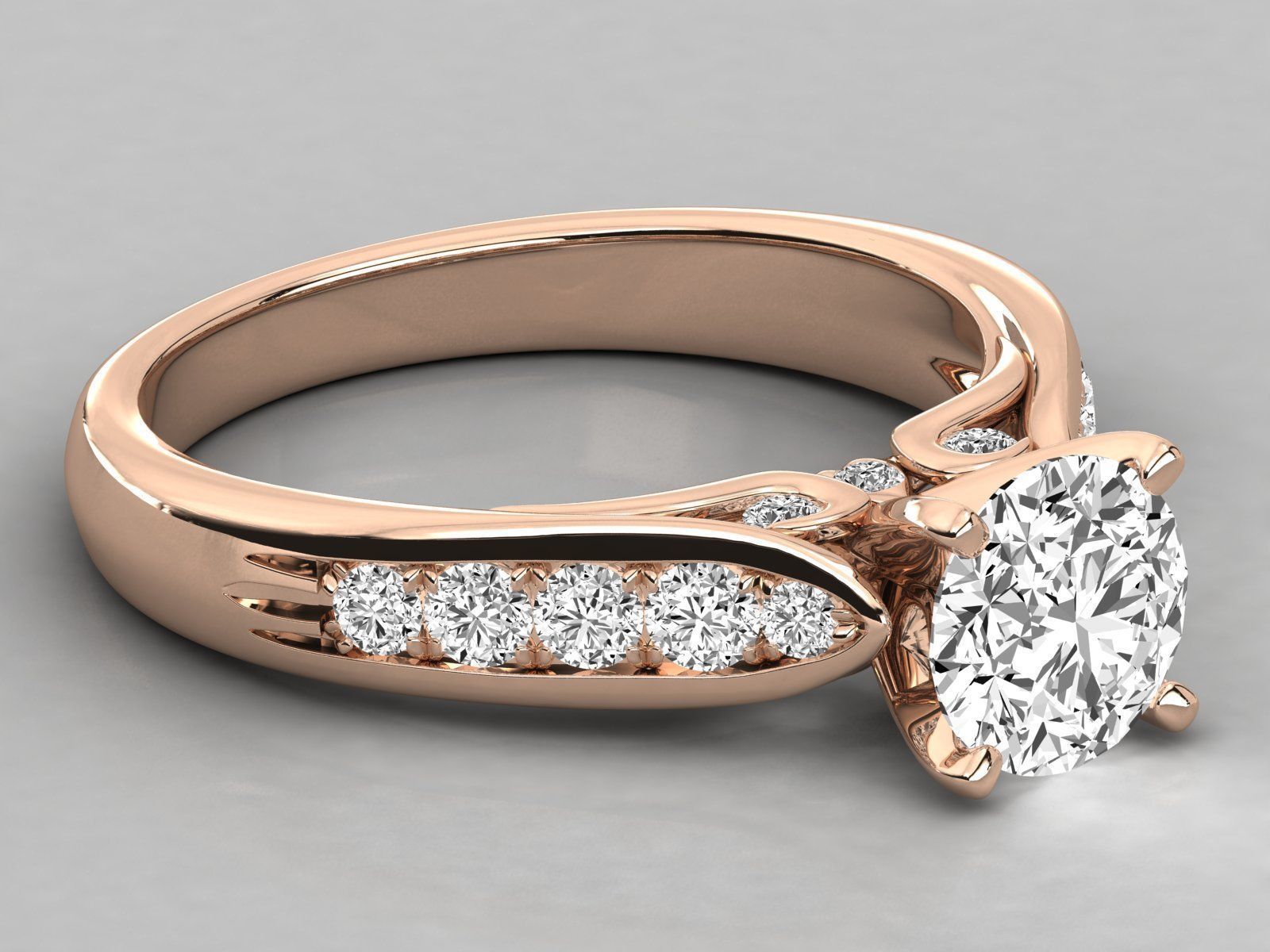 Women solitaire ring 3dm stl render detail 3D print model_1