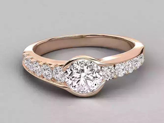 Women solitaire ring 3dm stl render detail 