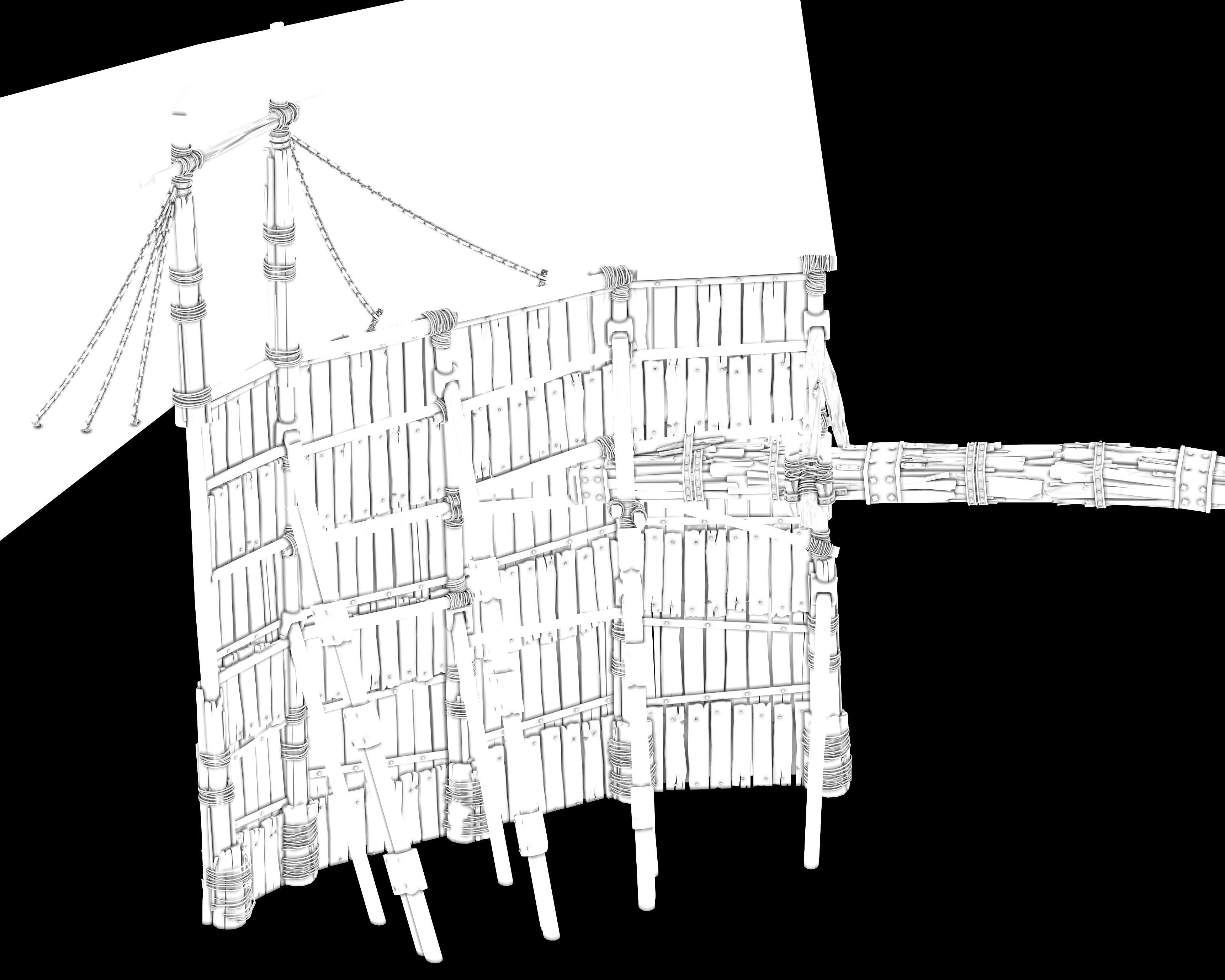 Surface-Yellow River Dam-Vertical Frame 01 3D model_2