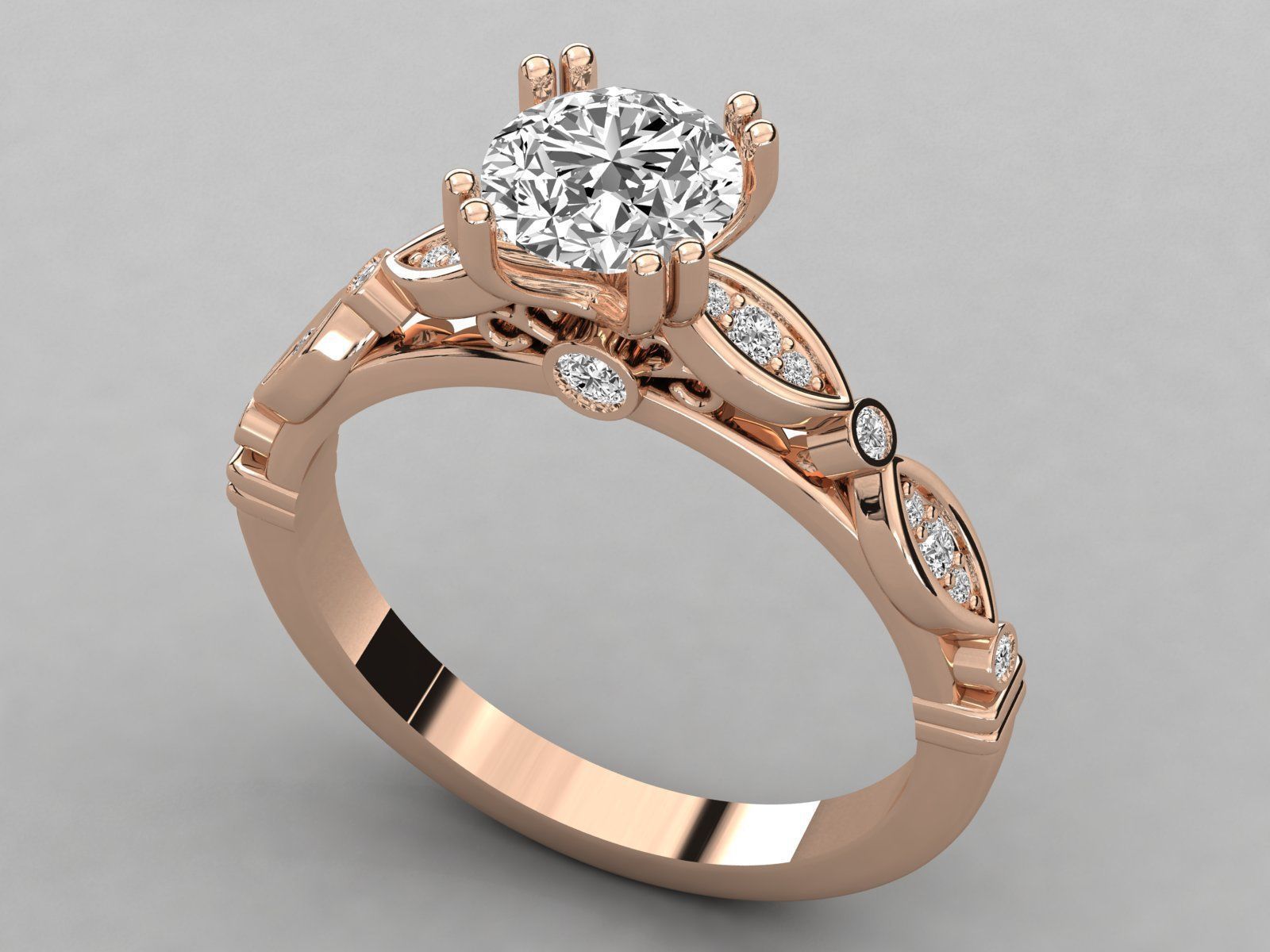 Women solitaire ring 3dm stl render detail 3D print model_2