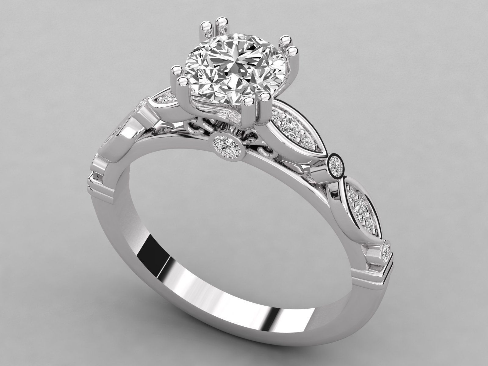 Women solitaire ring 3dm stl render detail 3D print model_5