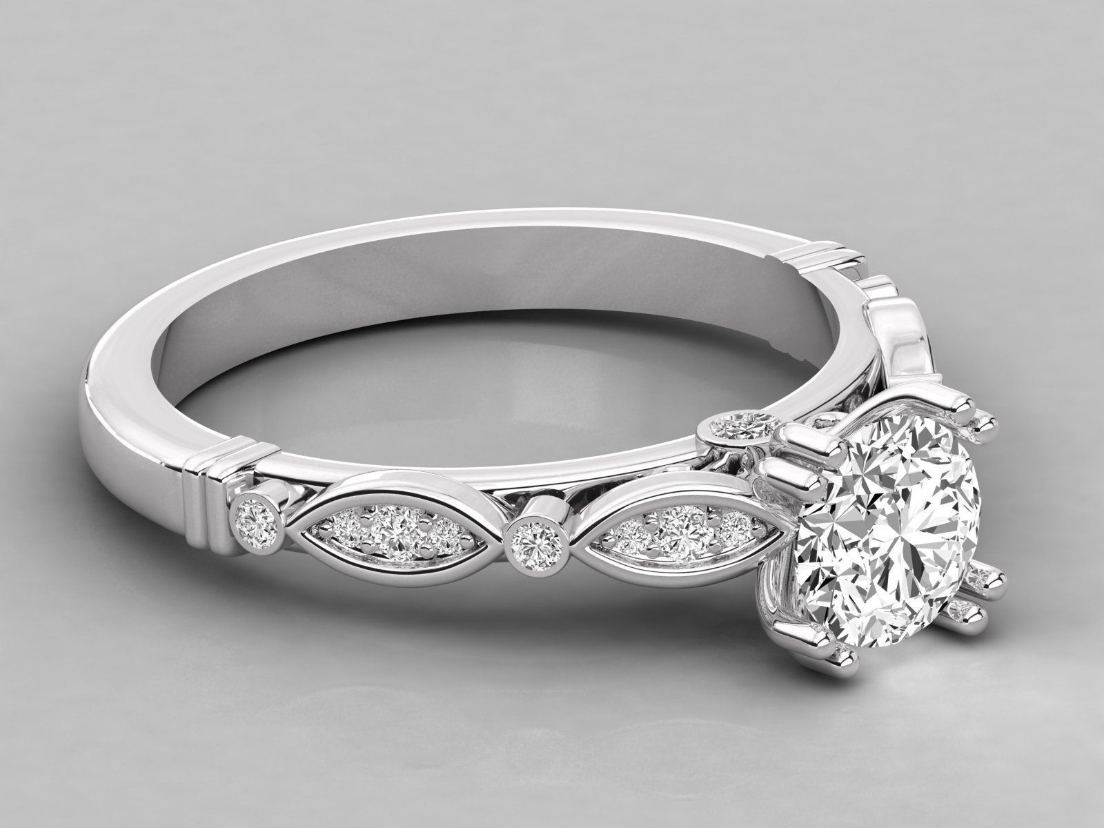 Women solitaire ring 3dm stl render detail 3D print model_3