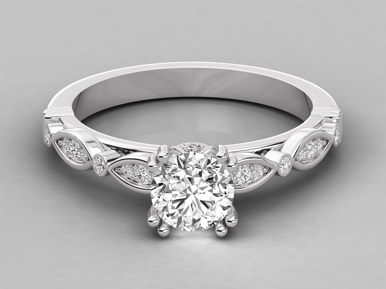 Women solitaire ring 3dm stl render detail 3D print model_6
