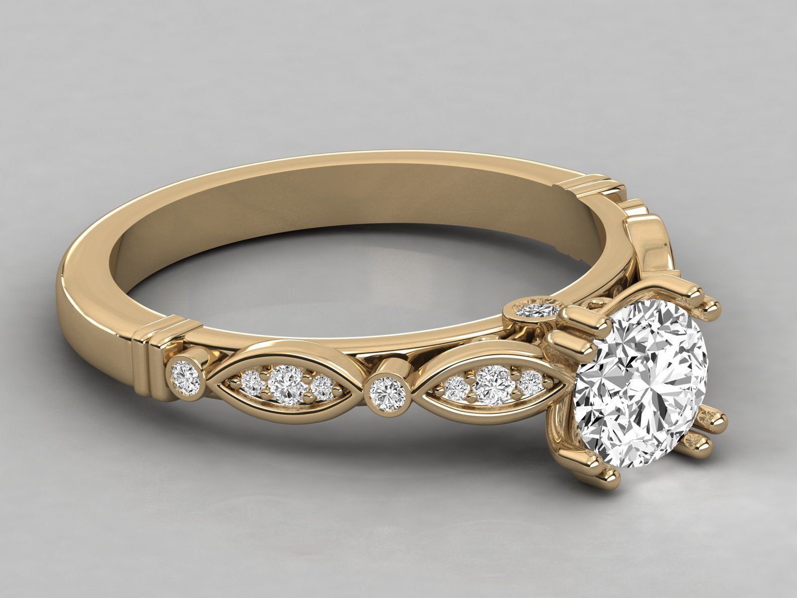 Women solitaire ring 3dm stl render detail 3D print model_7